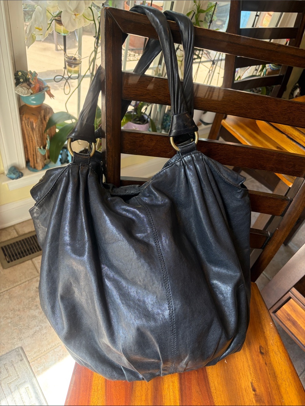 UGG Black Leather Hobo Tote Bag -